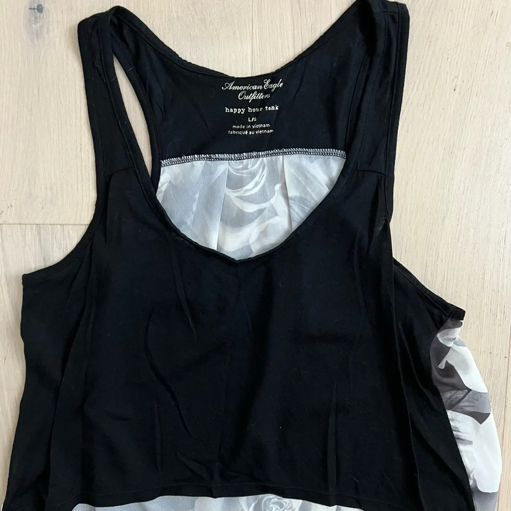 American Eagle Black & Patterned Crop Top